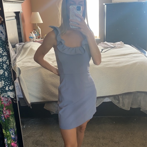 Anabelle Blue dress with ruffle neckline - Picture 4 of 4